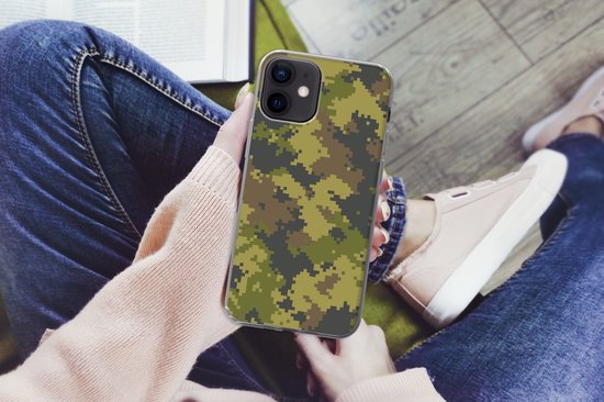 Coque pour iPhone 12 - Motif de camouflage illustré de pixels - Coque de téléphone en Siliconen