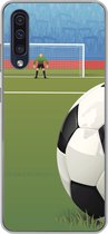 Geschikt voor Samsung Galaxy A30s hoesje - Een illustratie van een voetbal op het veld in het stadion - Jongens - Meiden - Kids - Siliconen Telefoonhoesje