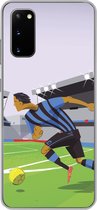 Geschikt voor Samsung Galaxy S20 hoesje - Een illustratie van spelers die voetballen in een stadion - Jongetje - Meisjes - Kinderen - Siliconen Telefoonhoesje