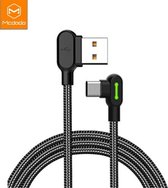 MCDODO Onbreekbare USB-C kabel / 1.2 Meter / Samsung / Huawei / Note / Galaxy / 2x Sneller opladen / Titanium Kern / 90 Graden