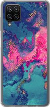 Coque Samsung Galaxy A12 - Marbre - Peinture - Rose - Blauw - Siliconen - Noël - Cadeaux - Chaussures Cadeaux