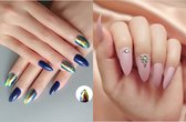 2 pakken luxe press-on french plaknagels - 48 stuks - nepnagels - french nagels  - mooie plaknagels - nep nagels - nagellijm - lange nepnagels - false nails with glue stickers - nail stickers