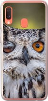 Telefoonhoesje Geschikt voor Samsung Galaxy A20e hoesje - Uil - Oog - Oranje - Siliconen Telefoonhoesje