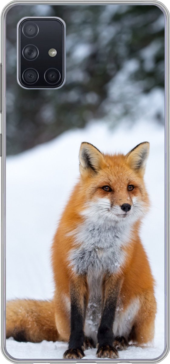 Telefoonhoesje Geschikt voor Samsung Galaxy A71 hoesje - Vos - Sneeuw - Bos - Siliconen Telefoonhoesje Telefoonhoesje