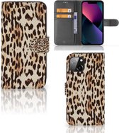 Book Cover Geschikt voor iPhone 13 Smartphone Hoesje Leopard