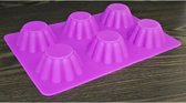 Siliconen muffinvorm 6 stuks paars - Cake / Taart vorm bakken - 26x18x3 cm