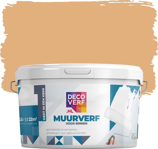 Decoverf muurverf mat, Zandbruin, 2.5L | bol.com