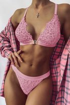 Oud Roze lingerieset met stringslip maat L