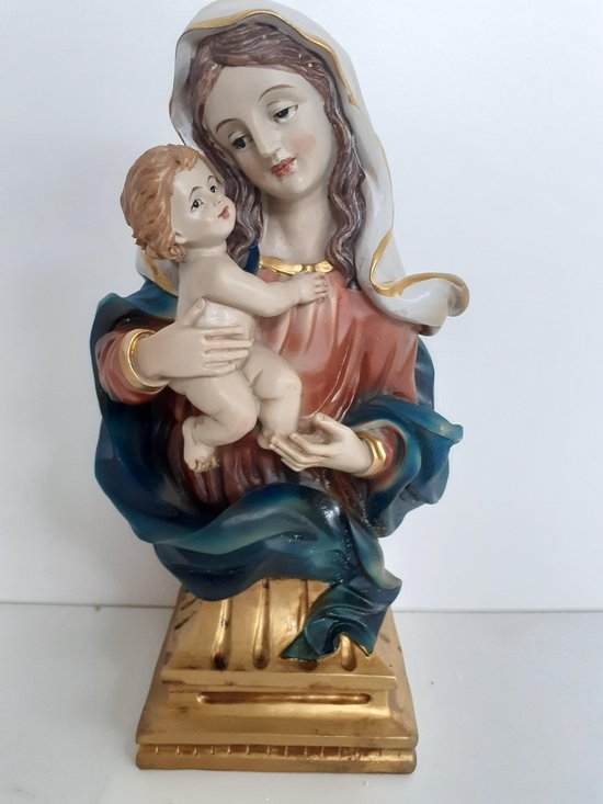 Kerst beeldjes borst beeldje van Maria met kindje Jezus van Slijkhuis ...