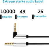 Stereo Audio Jack Kabel 3.5 mm - Haakse Aansluiting - AUX Kabel Gold Plated - Male to Male - Jack To Jack – Universeel - Voor Auto, Telefoon, Samsung, Apple iPhone, iPod, iPad - Zwart - 1,5 m