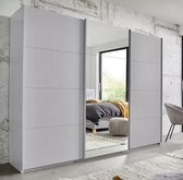 Kledingkast Lyon, 3-deurs, wit, spiegel, 250 × 62 × 216 cm2