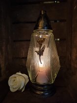 Lumière commémorative - R418c - Calla - Or - Bougie de tombe - Lumière de tombe - Lanterne de tombe - Décoration de tombe - Lumière de vent