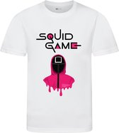 Squid Game - Squid Game T-shirt - T-shirt kinderen - Maat 152/158 - 12-13 jaar - T-shirt wit korte mouw - Squid game costuum - Squid game kostuum - Geïnspireerd door Squid Game