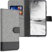 kwmobile telefoonhoesje voor Motorola Edge 20 Pro - Hoesje met pasjeshouder in grijs / zwart - Case met portemonnee