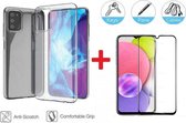 2-In-1 Screenprotector Hoesje Bescherming Protector Set Geschikt Voor Samsung Galaxy A03s - Full Cover 3D Edge Tempered Glass Screen Protector Met Siliconen Back Bescherm Hoes Cove