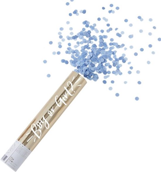 Confetti Shooter Gender Reveal Blauw - 28 cm