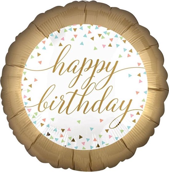 Folieballon ‘Happy Birthday’ Confetti - 46 centimeter