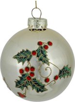 Oneiro's luxe kerstbal HULSSTAK Off White – ø8 cm -  kerstbal - luxe verpakking – kerstcollectie – kerstdecoratie – kerstboomhanger – kerstversiering