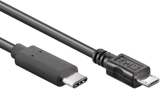 USB C kabel - USB C naar Micro USB - 2.0 HighSpeed - Max. 480 Mb/s - Zwart - 2 meter - Allteq