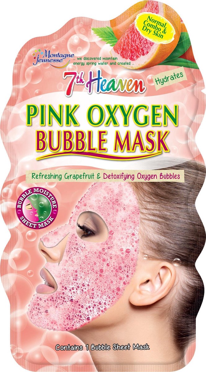 7Th Heaven - Pink Oxygen Bubble Mask Moisturizing Bubble Mask In A Plough Score Normal, Mixed And Dry Grapefruit 1Pc