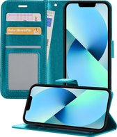 iPhone 13 Pro Max Hoesje Book Case Hoes - iPhone 13 Pro Max Hoes Case Portemonnee Cover Wallet Case Hoesje - Turquoise