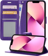 Hoesje Geschikt voor iPhone 13 Mini Hoesje Book Case Hoes Wallet Cover - Hoes Geschikt voor iPhone 13 Mini Hoesje Bookcase Hoes - Paars