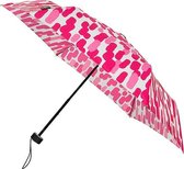miniMAX opvouwbare paraplu plat windproof dessin - gestreept - 90 cm roze