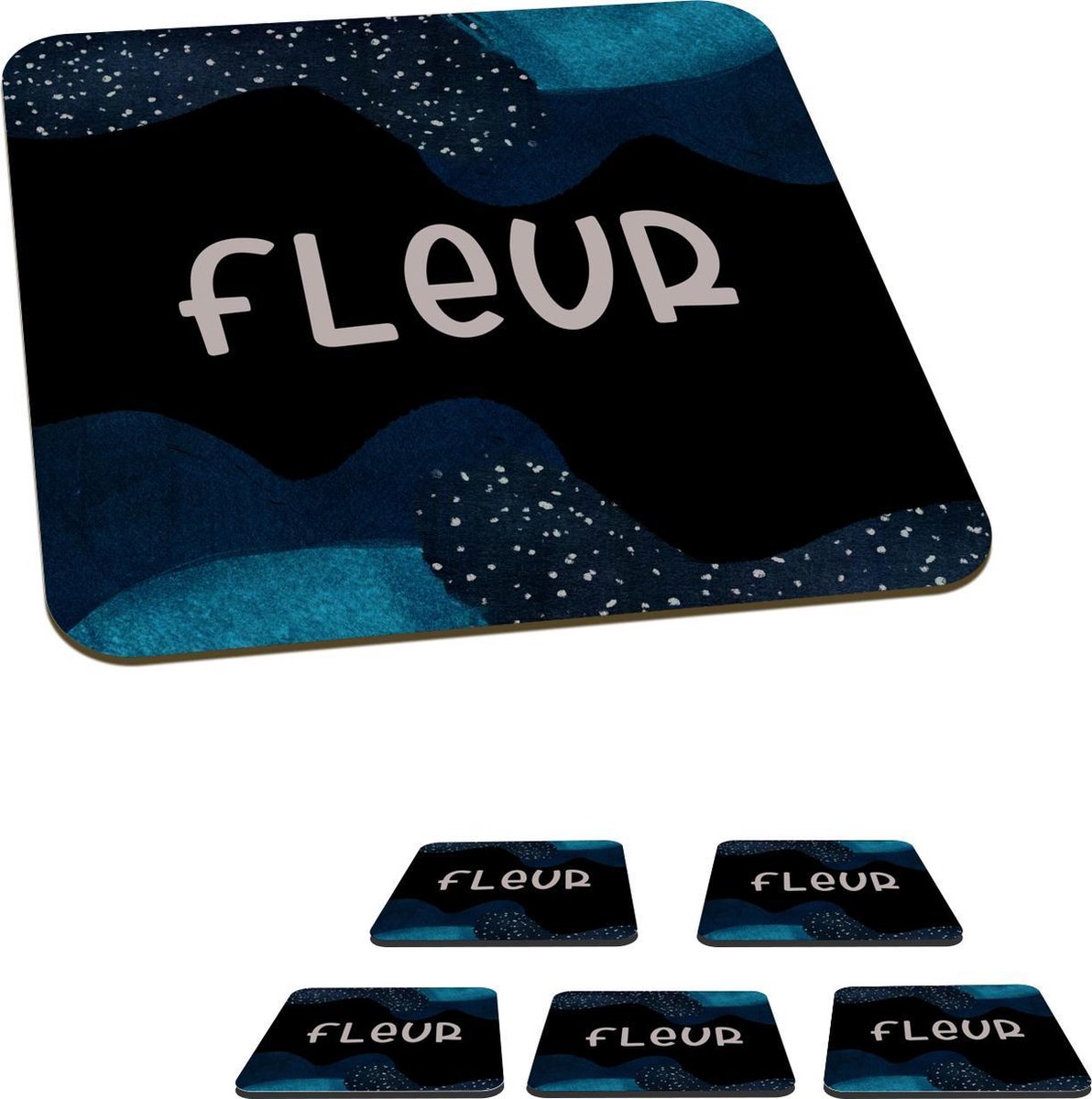 Onderzetters voor glazen - Fleur - Pastel - Meisje - 10x10 cm - Glasonderzetters - 6 stuks