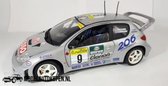 Peugeot 206 WRC 1999 & 2000 (Zilver) 1/18 Solido + Showcase - Modelauto - Schaalmodel - Model auto - Miniatuurautos - Miniatuur auto