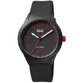 Q&Q VR28J027Y - Horloge - Sport - Analoog - Unisex - Plastic band - Rond - Cijfers - Kunststof - Zwart - Rood