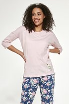 Cornette Katoenen Pyjama Dames Volwassenen | 3/4 Mouw 7/8 Broek | Winter Pyama Dames Volwassenen | Flower 463/288 XL