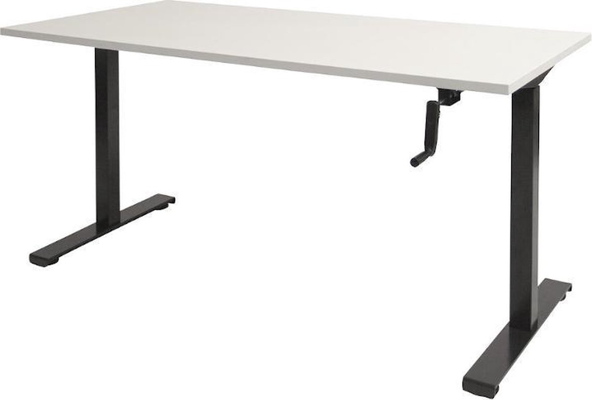 RoomForTheNew Bureau Heathrow Slinger-Desk - Zit sta Bureau - Zit sta Bureau Elektrisch - Gaming Bureau - Game Bureau - Verstelbaar Bureau - standing Desk - slinger bureau--Wit blad-Zwart  onderstel- 120x80