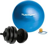 Tunturi - Fitness Set - Vinyl Halterset 15 kg  - Gymball Blauw 55 cm