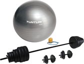 Tunturi - Fitness Set - Vinyl Barbell/Dumbbell Set 50Kg   - Gymball Zilver 90 cm