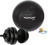Tunturi - Fitness Set - Vinyl Halterset 15 kg  - Gymball Zwart 65 cm
