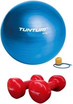 Tunturi - Fitness Set - Vinyl Dumbbell 2 x 3 kg  - Gymball Blauw 55 cm