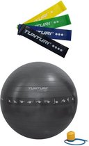 Tunturi - Fitness Set - Weerstandsbanden 4 stuks - Gymball Zwart met Anti Burst 65 cm