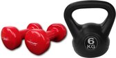 Tunturi - Fitness Set - Vinyl Dumbbell 2 x 3 kg - Kettlebell 6 kg