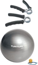 Tunturi - Fitness Set - Knijphalters 2 stuks - Gymball Zilver 55 cm