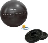 Tunturi - Fitness Set - Halterschijven 2 x 0,5 kg - Gymball Zwart met Anti Burst 75 cm