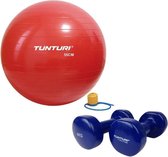 Tunturi - Fitness Set - Vinyl Dumbbell 2 x 4 kg  - Gymball Rood 55 cm