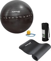 Tunturi - Fitness Set - Fitnessmat 180 x 60 x 1,5 cm - Gymball Zwart met Anti Burst 55 cm