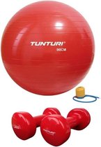 Tunturi - Fitness Set - Vinyl Dumbbell 2 x 3 kg  - Gymball Rood 90 cm
