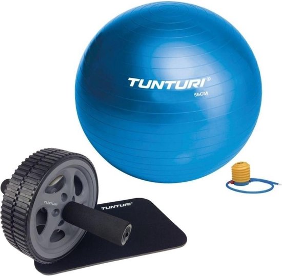 Tunturi - Fitness Set - Trainingswiel - Gymball Blauw 55 cm | bol.com