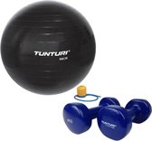 Tunturi - Fitness Set - Vinyl Dumbbell 2 x 4 kg  - Gymball Zwart 90 cm