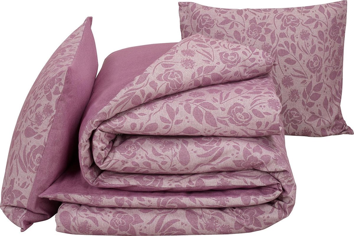 De Witte Lietaer Dekbedovertrek Lea Lilac - Hotelmaat - 260 x 240 cm - Flanel Roze