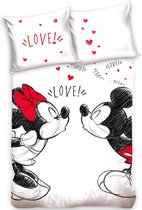 Mickey Mouse Dekbedovertrek Love - Eenpersoons - 140x200 cm - Wit