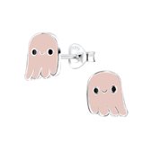 Joy|S - Zilveren spook oorbellen - roze - halloween oorbellen