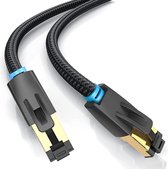 Cat 8 - F/FTP - Netwerkkabel - Afgeschermd - 40 Gbps - 1 meter – Stofmantel - Zwart - Allteq