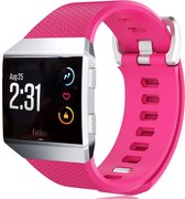 Siliconen Smartwatch bandje - Geschikt voor Fitbit Ionic siliconen bandje - knalroze - Strap-it Horlogeband / Polsband / Armband - Maat: Maat S